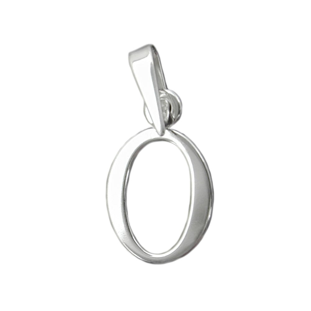 Pendant 12x8mm letter O shiny silver 925