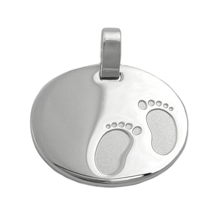 Pendant 21x17mm engraving pendant for birth feet shiny-matt silver 925