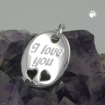 Pendant 21x17mm with engraving -I love you- Silver 925