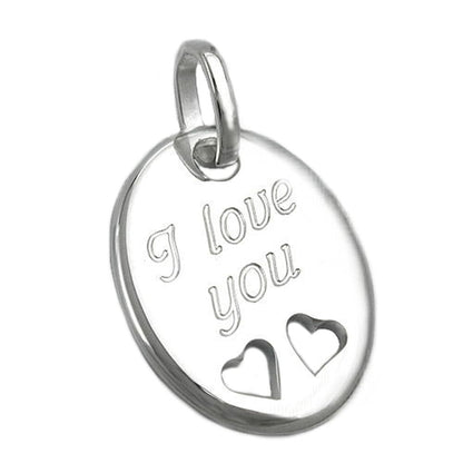 Pendant 21x17mm with engraving -I love you- Silver 925