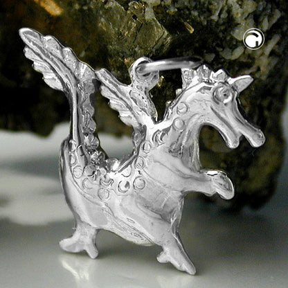 Pendant 20x17mm dragon shiny silver 925