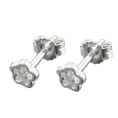 Stud earring 5mm children's earring flower with zirconia silver 925