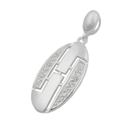Pendant 26x12mm zirconia white matted silver 925