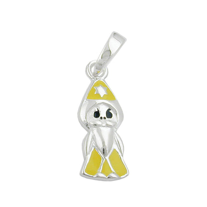 Pendant 16x6mm magician yellow-black lacquered silver 925