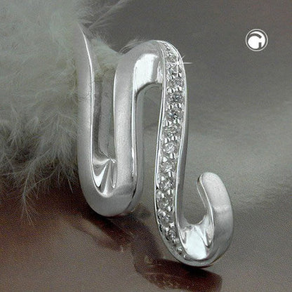 Pendant 30x15mm with zirconias matt-glossy silver 925