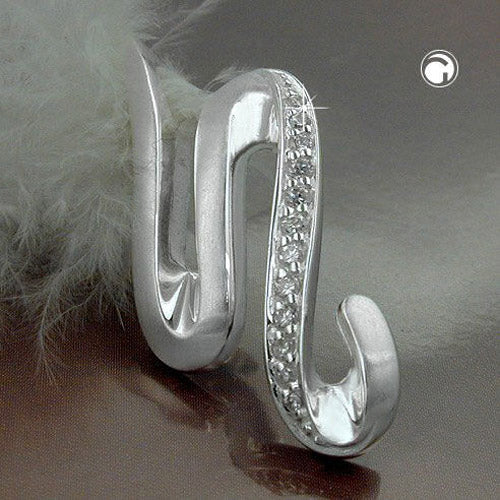 Pendant 30x15mm with zirconias matt-glossy silver 925