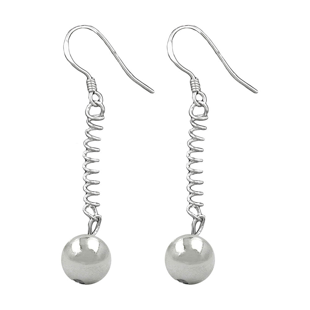 Ear hooks 45x8mm with ball and spring rhodium-plated silver 925
