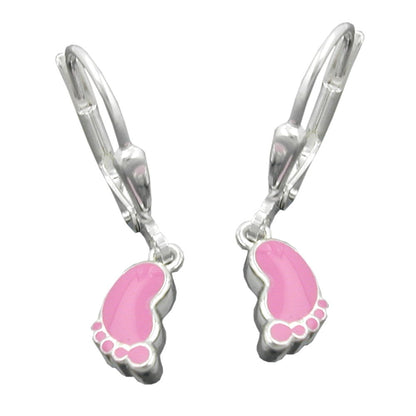Ear clip earrings 23x5mm foot pink lacquered silver 925