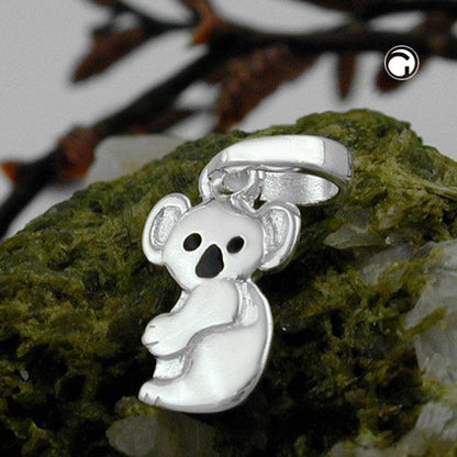Koala bear pendant 13x7mm black lacquered silver 925