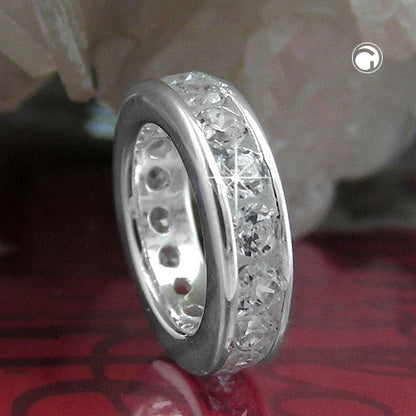 Pendant 9x2mm baptism ring with zirconias silver 925