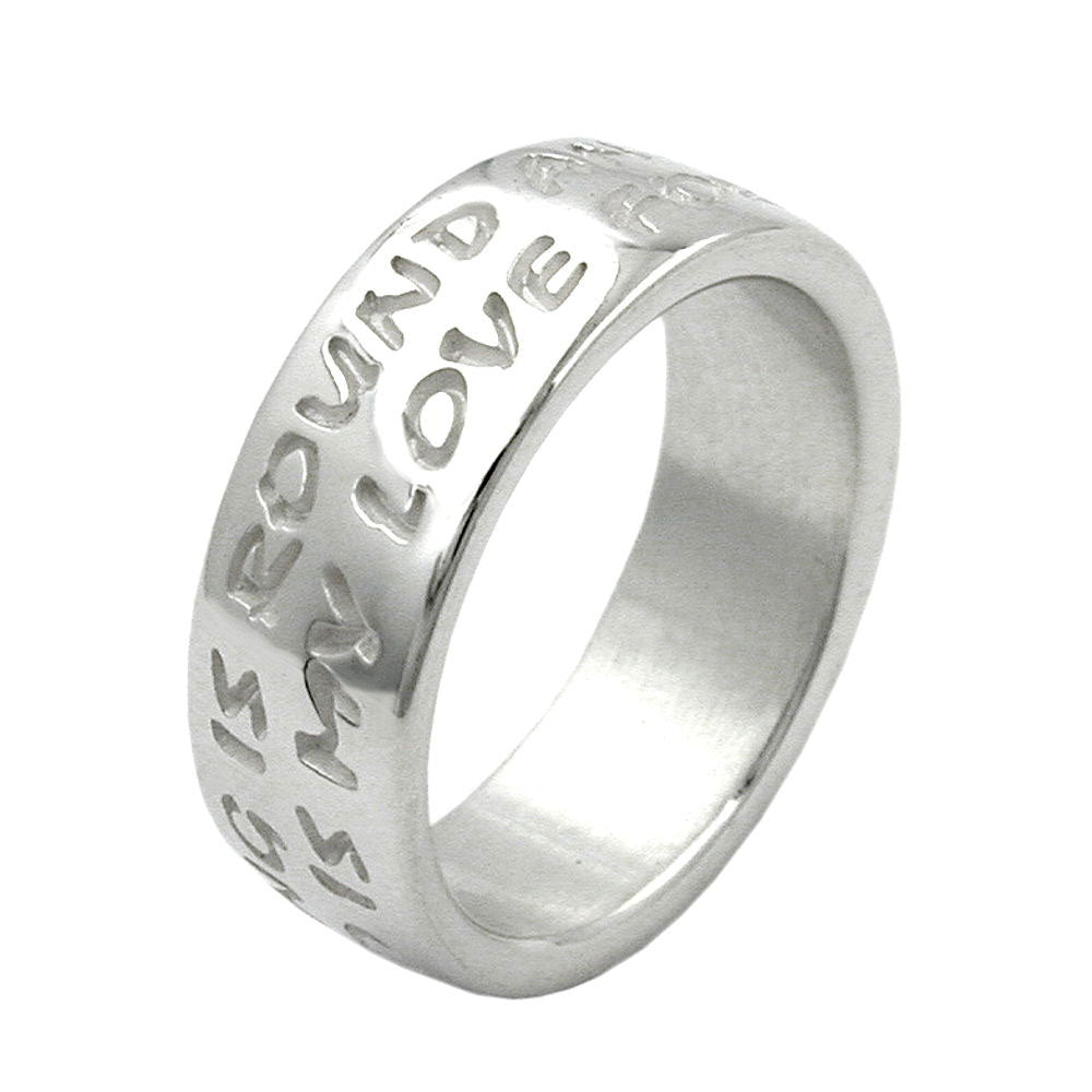 Ring 8mm mit Prägung LOVE HAS NO END Silber 925