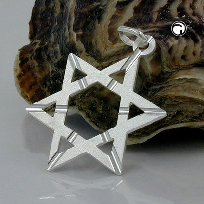 Pendant, matte Star of David, 925 silver