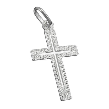 Pendant 23x13mm cross diamond-cut silver 925