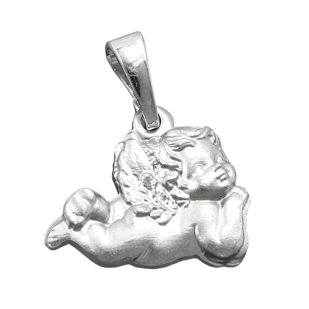 Pendant 9x13mm lying angel matt rhodium-plated silver 925