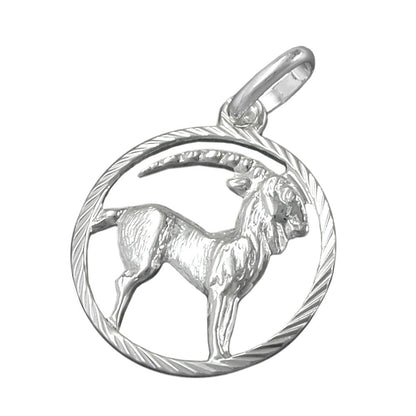 Pendant 15mm Zodiac Sign Capricorn Silver 925