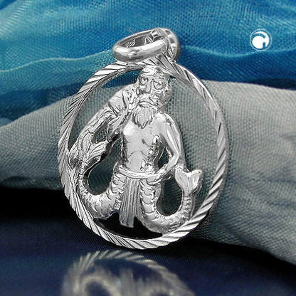 Pendant 15mm Zodiac Sign Aquarius Silver 925
