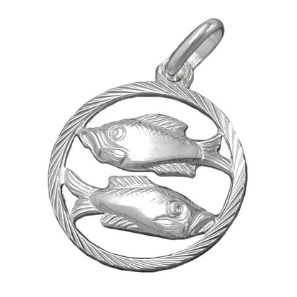 Pendant 15mm zodiac sign Pisces silver 925