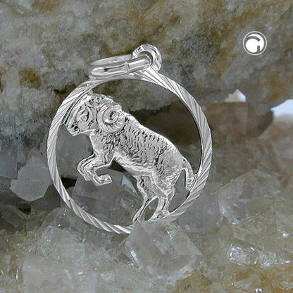 Pendant 15mm Zodiac Sign Aries Silver 925