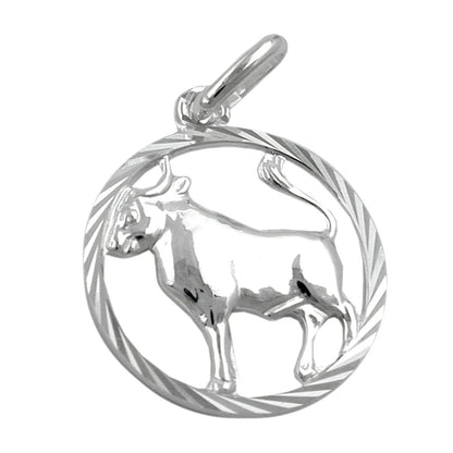 Pendant 15mm Zodiac Sign Taurus Silver 925