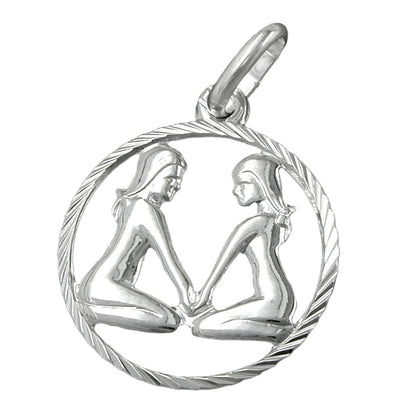 Pendant 15mm Zodiac Sign Gemini Silver 925