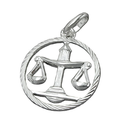 Pendant 15mm Zodiac Sign Libra Silver 925