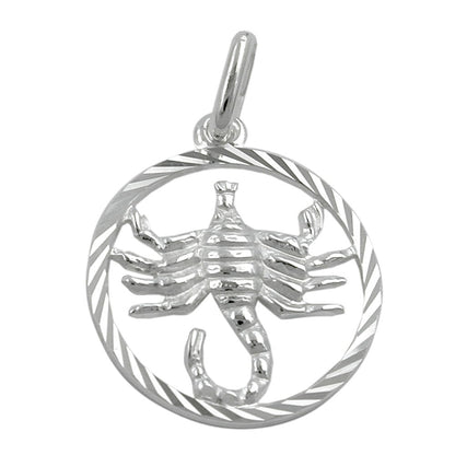 Pendant 15mm Zodiac Sign Scorpio Silver 925