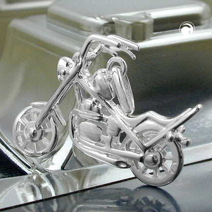 Pendant 25x18mm Chopper Motorcycle Silver 925