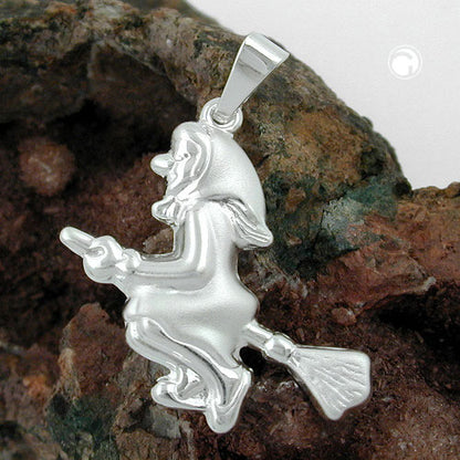 Pendant 22x22mm witch matt-glossy silver 925