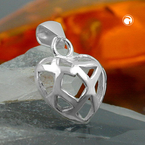 Pendant 11x10mm heart openwork silver 925