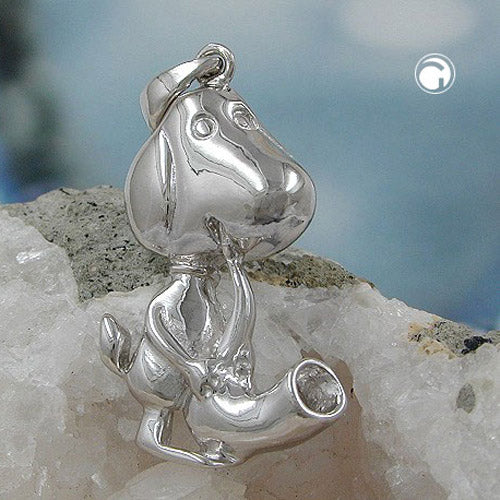 Pendant 29x18mm dog with saxophone silver 925