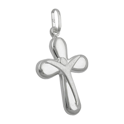 Pendant 23x15mm cross with Jesus matt-glossy silver 925