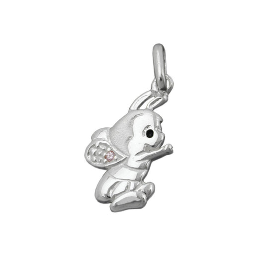 Pendant 17x9mm bee with zirconia pink silver 925