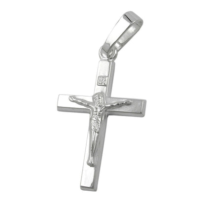 Pendant 17x11mm cross with Jesus shiny silver 925