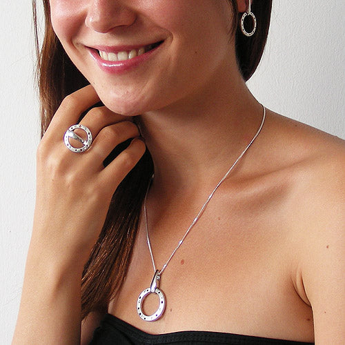 Ring 22mm Zirkonias mattiert rhodiniert Silber 925