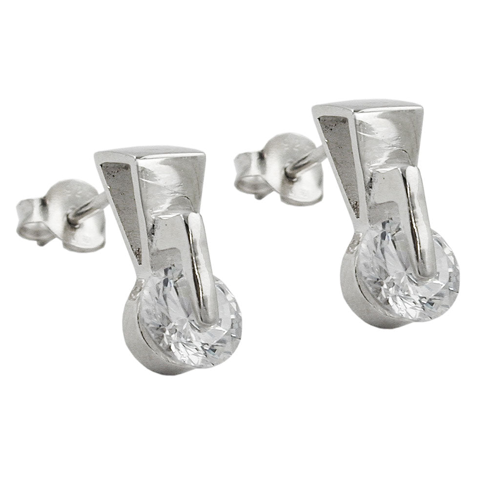 Ohrstecker „13×6 mm Dreieck mit Zirkonia“ Silber 925 – modern & funkelnd