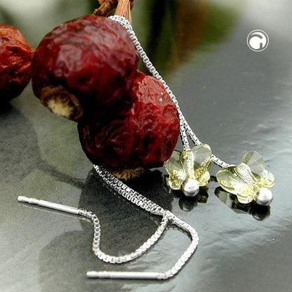 Pull-through earring 115x8mm butterfly glass stone light yellow silver 925