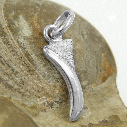 Pendant 15x5mm letter I partially matte shiny silver 925