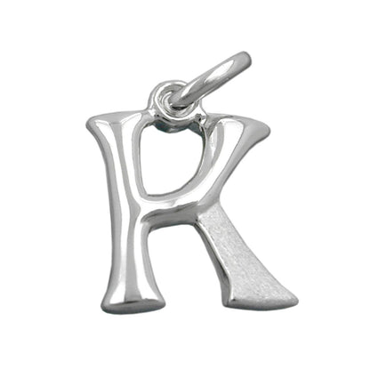 Pendant 15x11mm letter K partially matte shiny silver 925