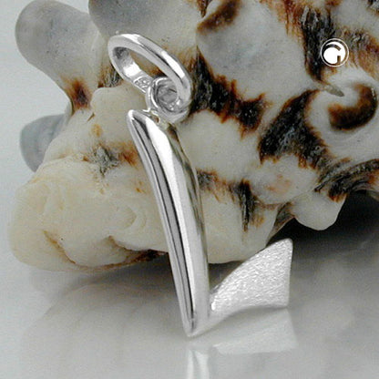 Pendant 15x9mm letter L partially matte shiny silver 925