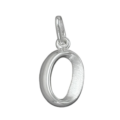Pendant 15x9mm letter O partially matte shiny silver 925