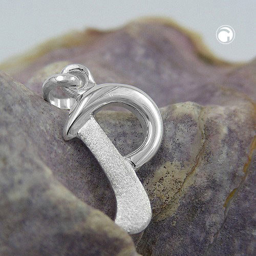 Pendant 15x9mm letter P partially matte shiny silver 925