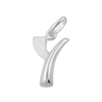 Pendant 15x9mm letter Y partially matte shiny silver 925