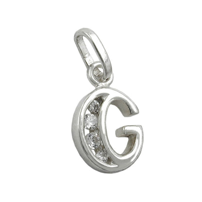 Pendant 8x7mm letter G shiny with zirconias silver 925
