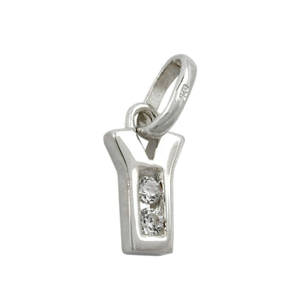 Pendant 8x5mm letter Y shiny with zirconias silver 925
