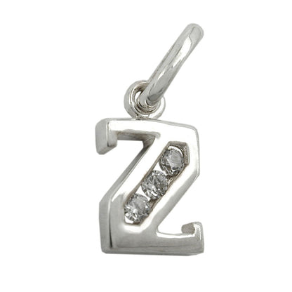 Pendant 8x7mm letter Z shiny with zirconias silver 925