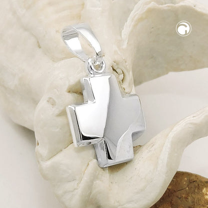 Pendant 11x11mm cross shiny silver 925