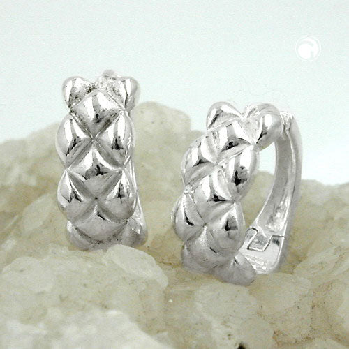 Creole 15x6mm folding hinge cable pattern partially matted silver 925