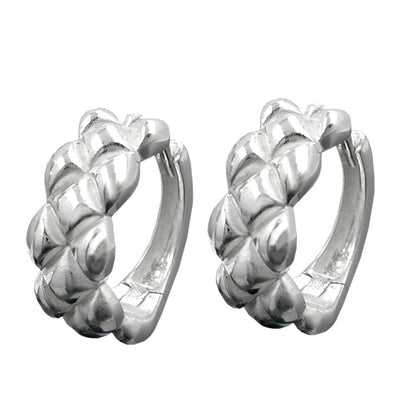 Creole 15x6mm folding hinge cable pattern partially matted silver 925