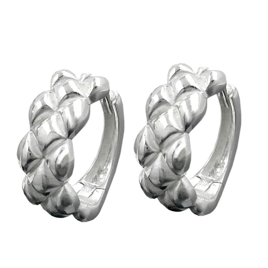 Creole 15x6mm folding hinge cable pattern partially matted silver 925