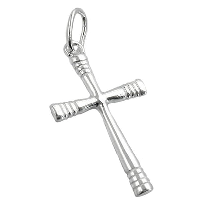 Pendant 24x14mm cross shiny ringed ends silver 925